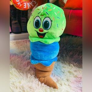 Neon green and blue ice cream plush